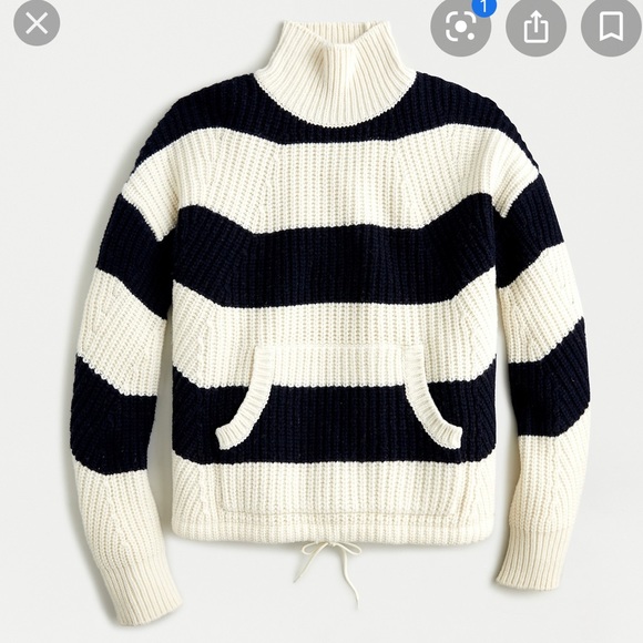 New J. Crew Pocket Stripe Turtleneck Sweater Sz XS - Picture 3 of 13